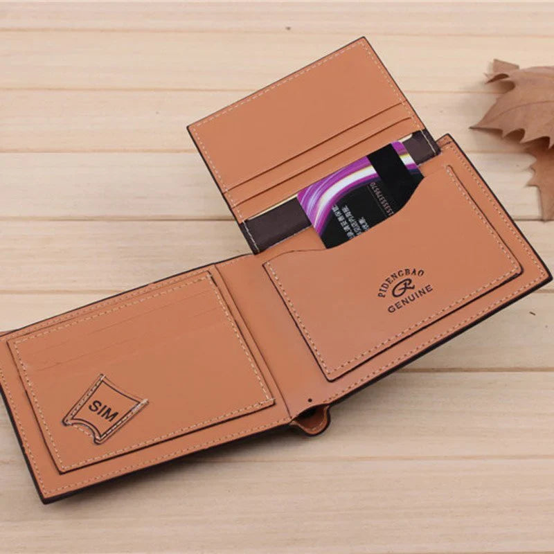 FQ Brand GridWallet – Men's Check-Pattern Leather Wallet | Slim · Card Slots · Compact