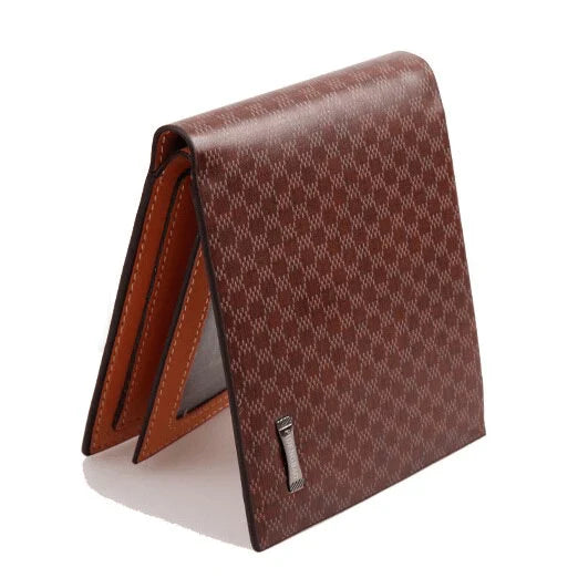 FQ Brand GridWallet – Men's Check-Pattern Leather Wallet | Slim · Card Slots · Compact