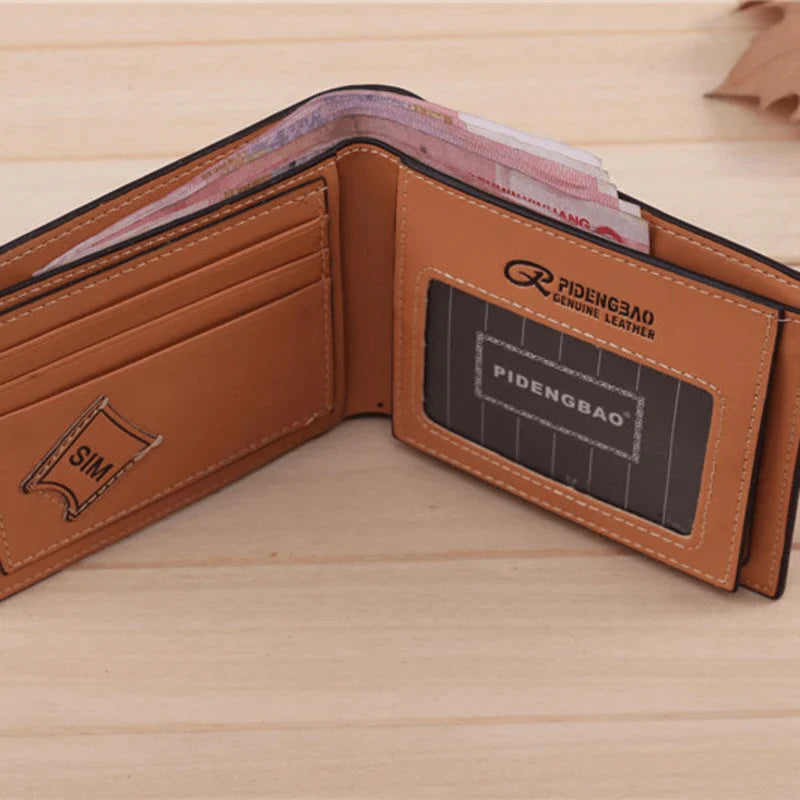 FQ Brand GridWallet – Men's Check-Pattern Leather Wallet | Slim · Card Slots · Compact