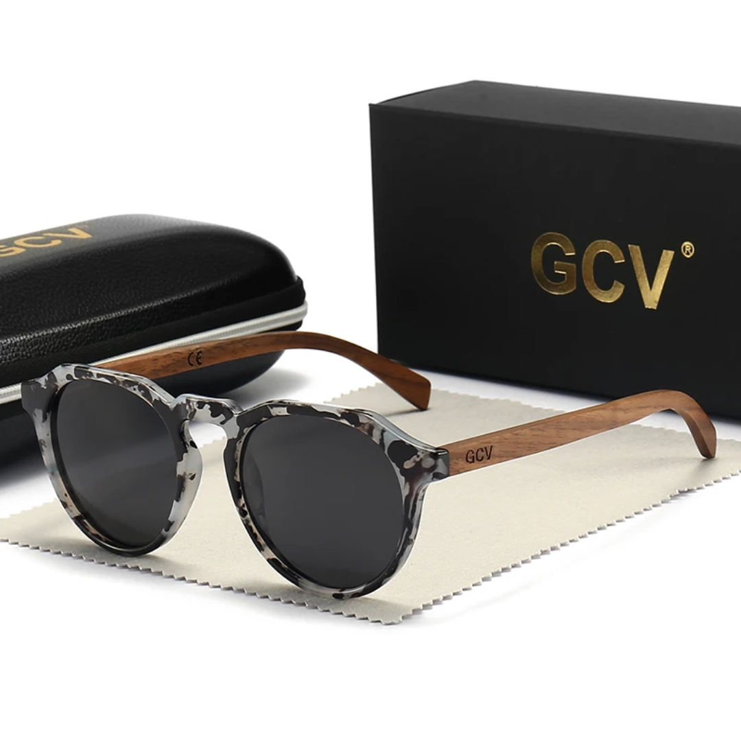 GCV HORIZON BLACK™ – Premium Polarized Sunglasses with Natural Walnut Finish