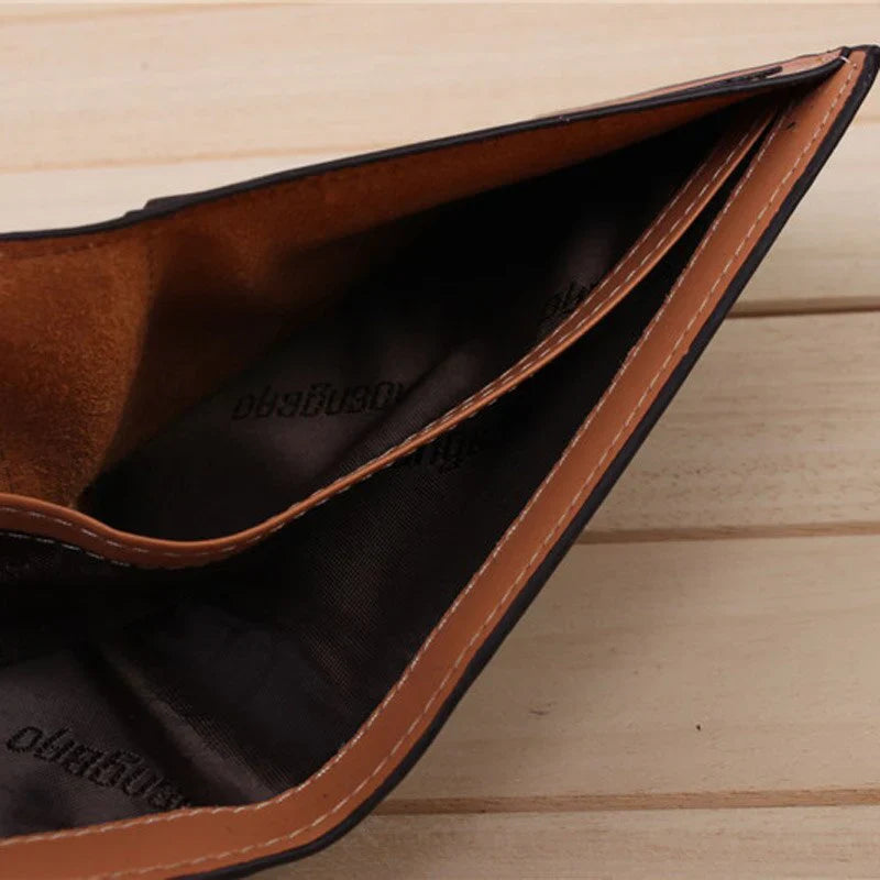 FQ Brand GridWallet – Men's Check-Pattern Leather Wallet | Slim · Card Slots · Compact