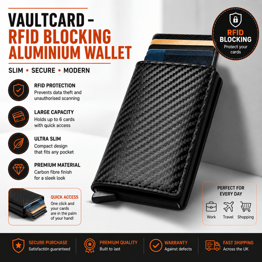 FQ Brand VaultCard – RFID Blocking Aluminium Wallet | One-Touch Card Ejection